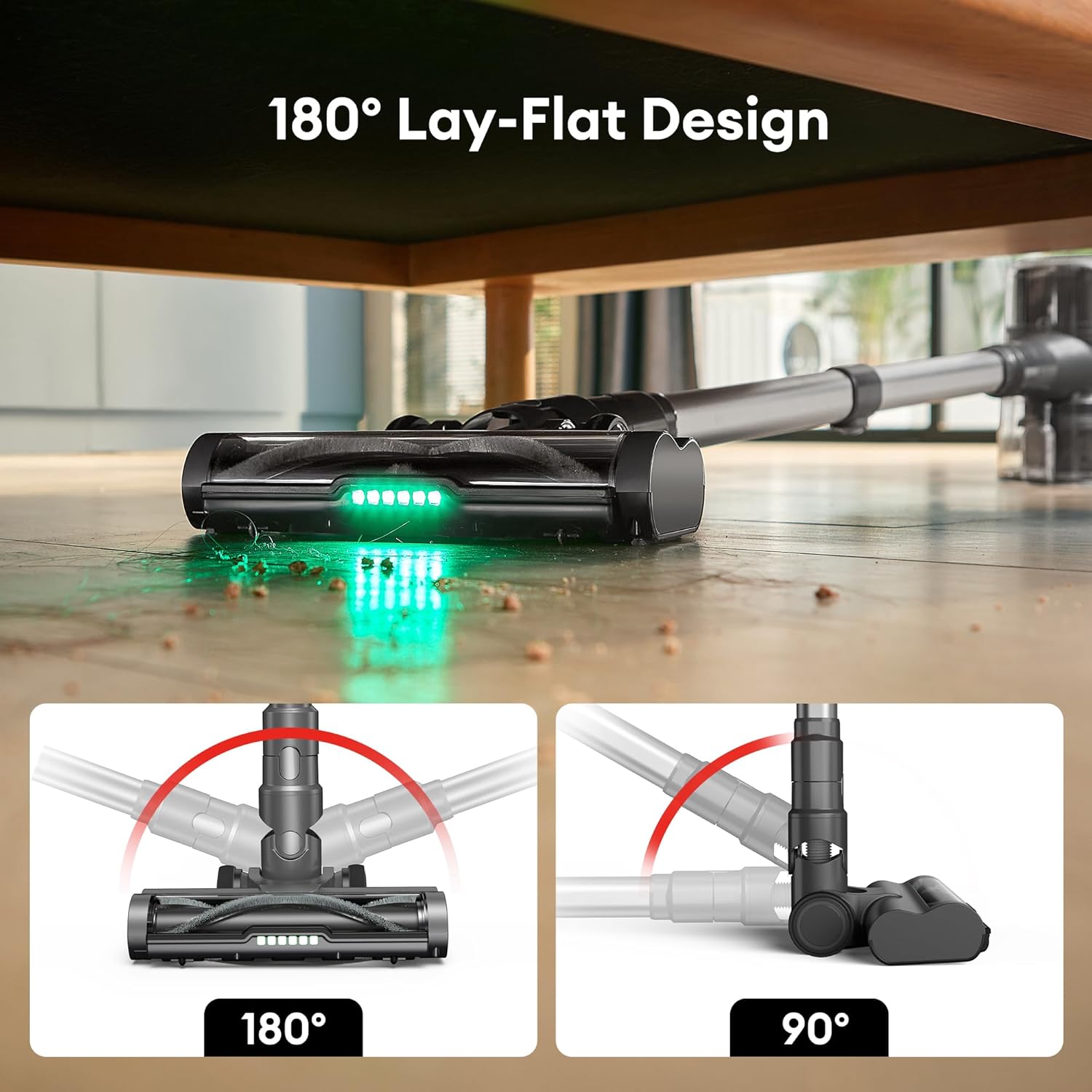 Ultenic U12 Vesla Akku Staubsauger 45000Pa, Tech Green Eye™, Verbesserte Anti-Tangle-Bürste, Staubsauger Kabellos mit Automatikmodus, Stielstaubsauger für Teppich Hartböden Tierhaare