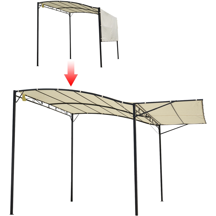 Outsunny Pavillon mit klappbarem Seitendach cremeweiß, schwarz