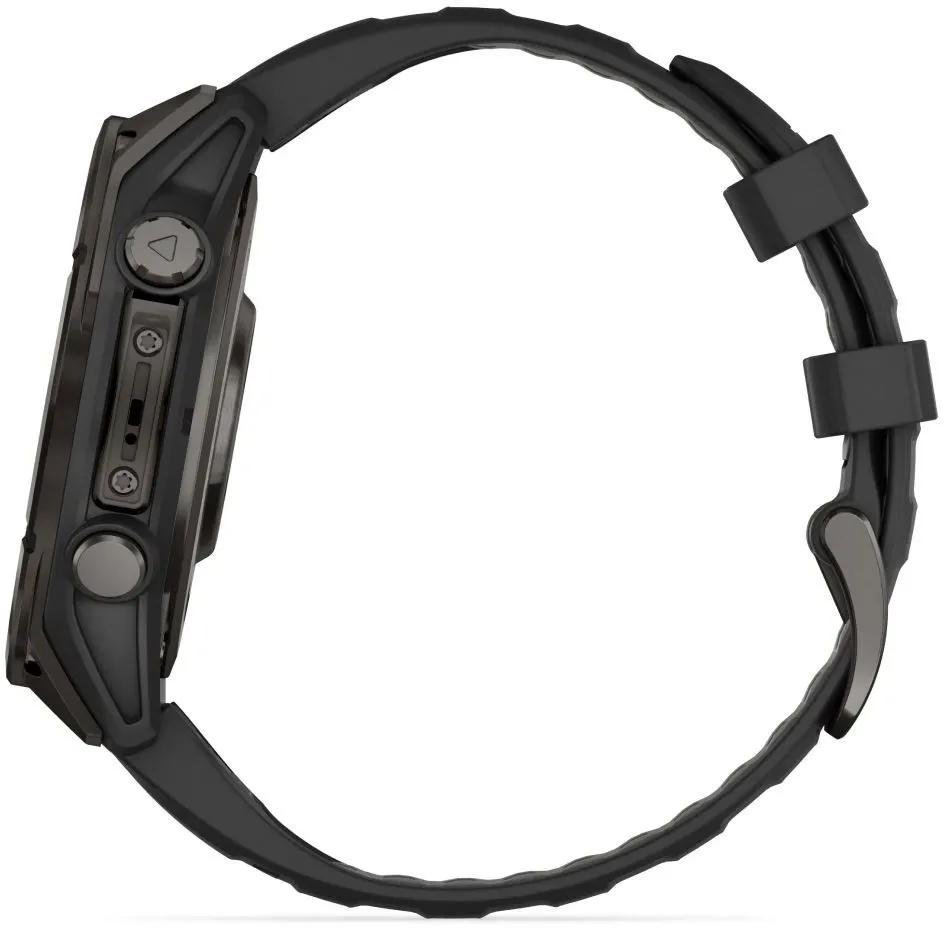 Garmin Fenix 8 Amoled 47mm, Sapphire Carbon Gray DLC Titanium - Black/Pebble Grey Silicone Strap