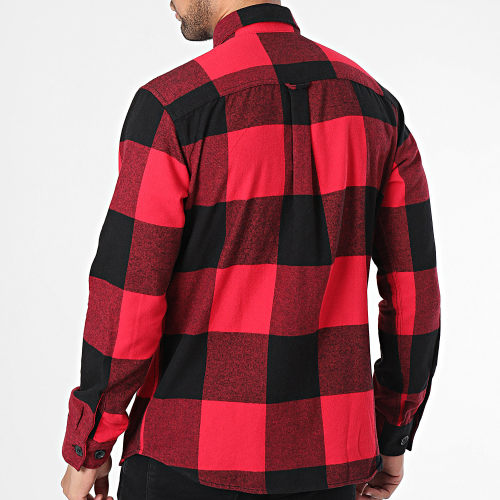 Chemise Manches Longues A Carreaux Darren Rouge Noir