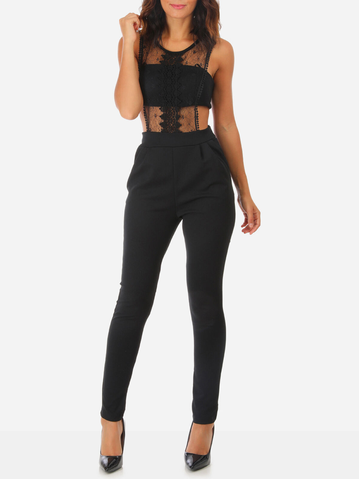 Combinaison effet bandeau- Noir