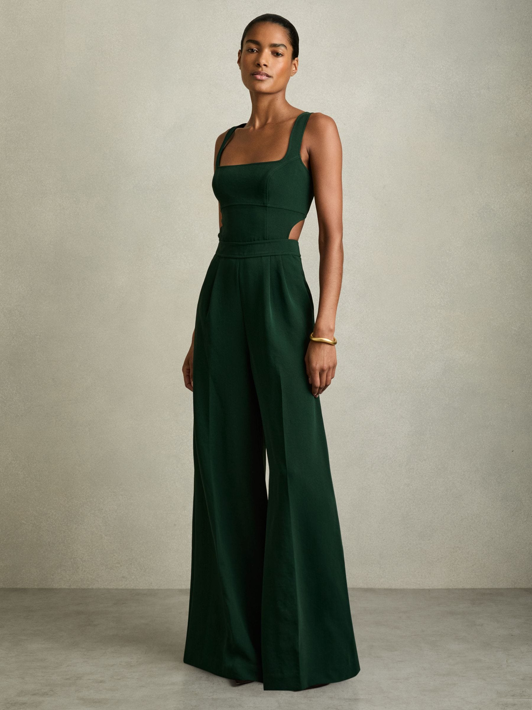 Groen - Reiss Dion Wide-Leg Cut-Out Jumpsuit