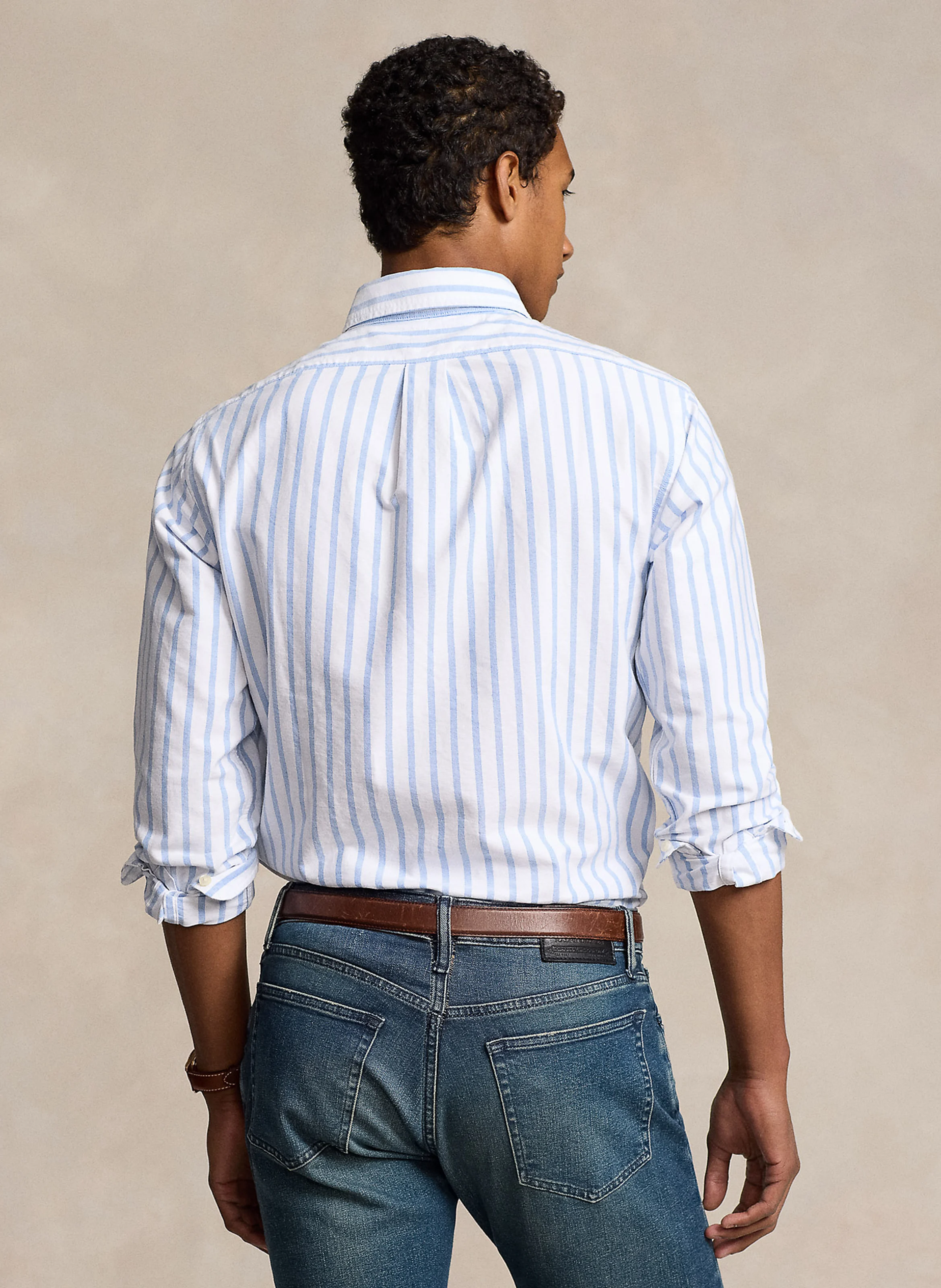 Chemise col classique rayée en coton | Blanc