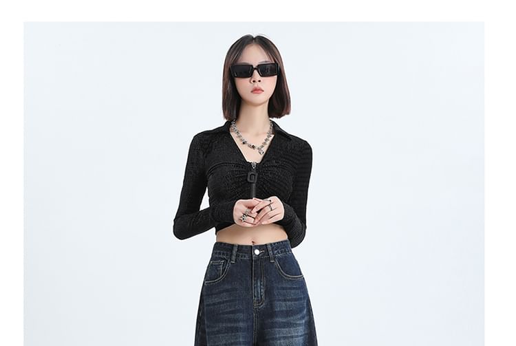 Maisee - High Waist Washed Wide Leg Jeans
