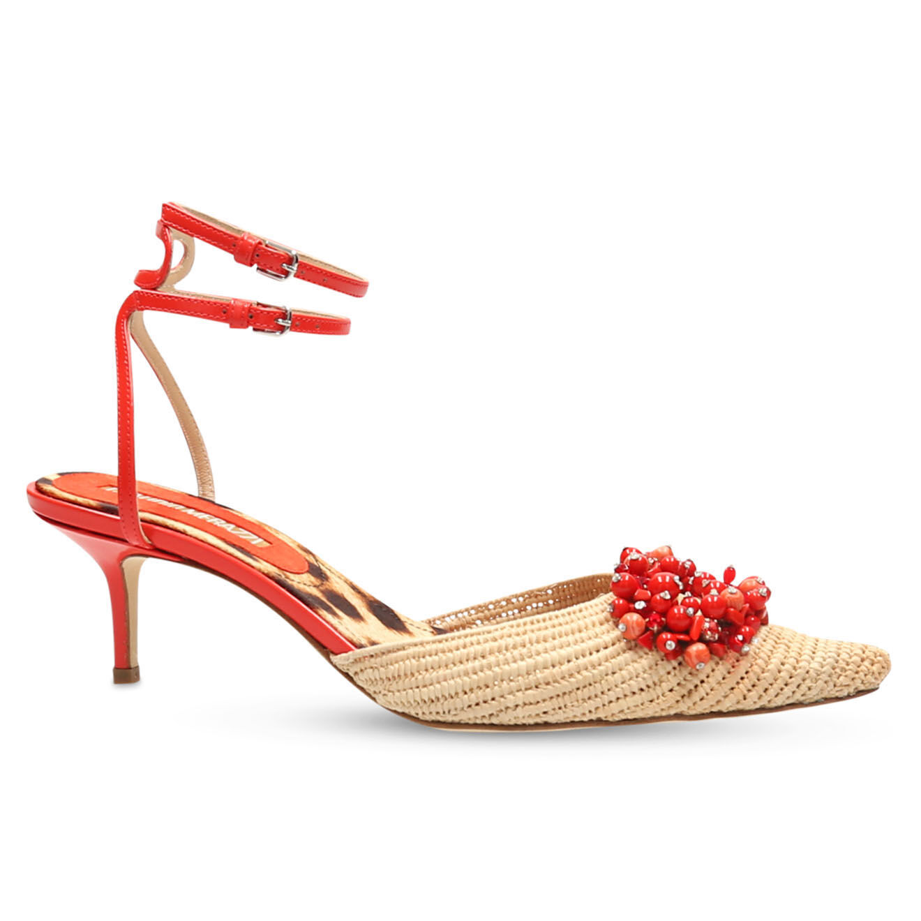 Claudio Merazzi Sling-Back Charlize en Cuir Vernis corails