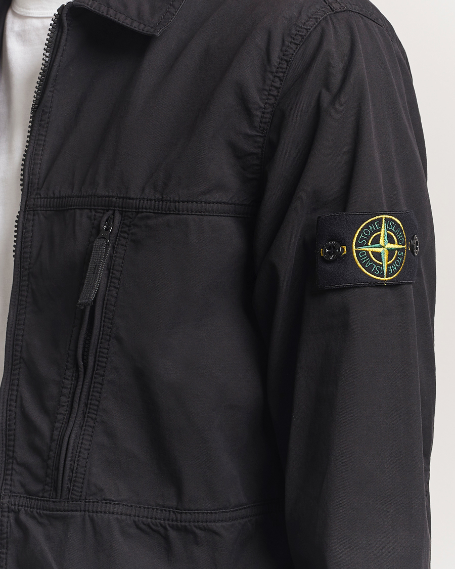 Stone Island Garment Dyed Supima Cotton Zip Overshirt Black