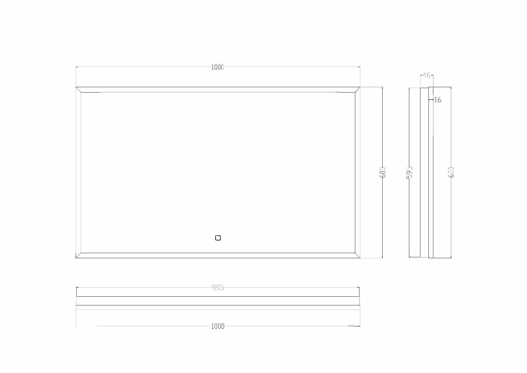 Mueller Square LED spiegel 100x60cm mat zwart met spiegelverwarming