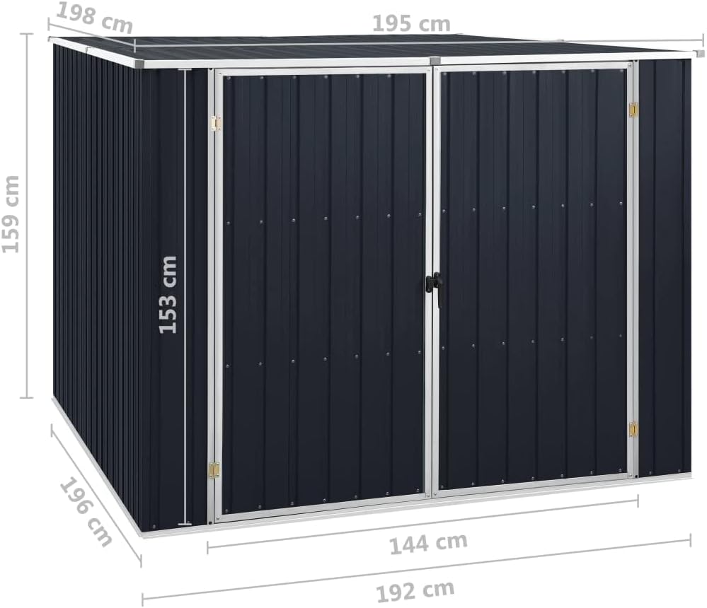 INLIFE Gerätehaus Anthrazit 195x198x159 cm Verzinkter Stahl