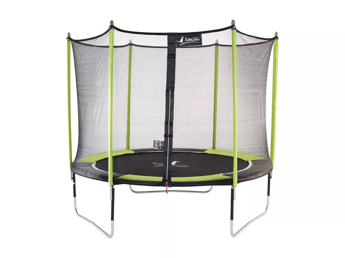 Kangui - Trampoline de jardin 305 cm + filet de sécurité JUMPI Vert/Noir 300
