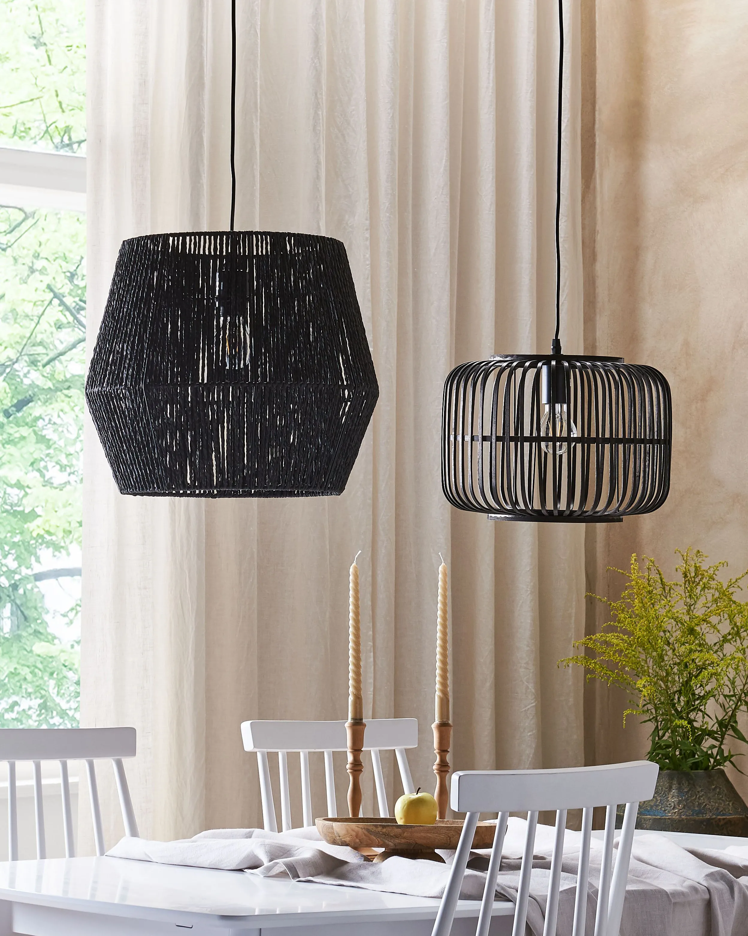 Hanglamp GWERU Papierkoord Zwart