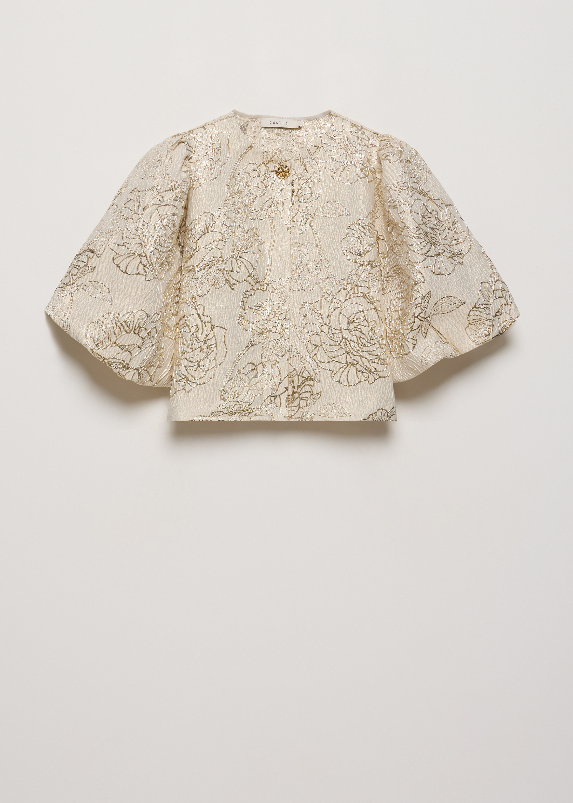 Jacquard blouse met sierknoop