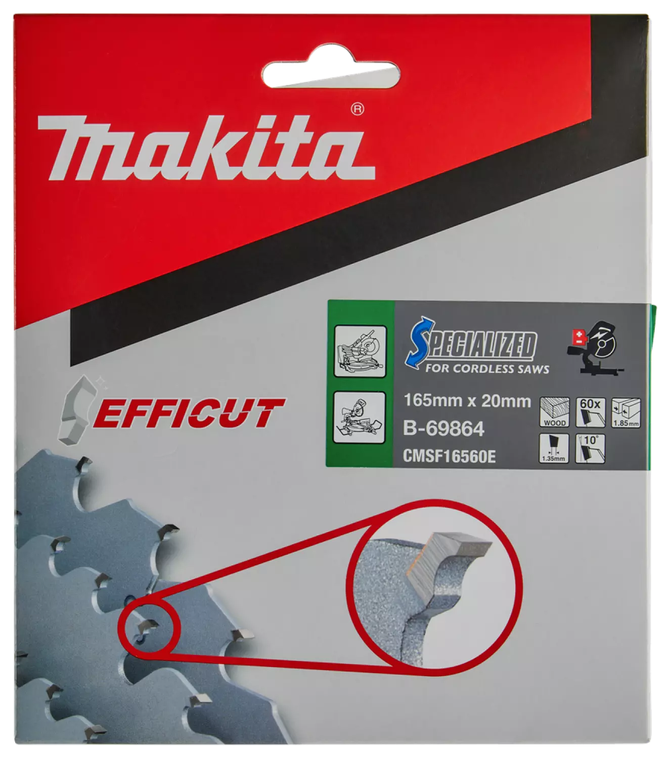 Makita B-69864 Efficut Afkortzaagblad Hout - 165x20x1,85mm 60T