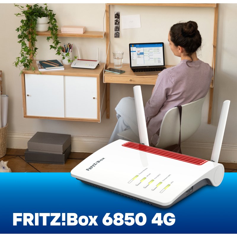 Box FRITZ! 6850 4G International routeur sans fil Gigabit Ethernet Bi-bande (2,4 GHz / 5 GHz) Blanc