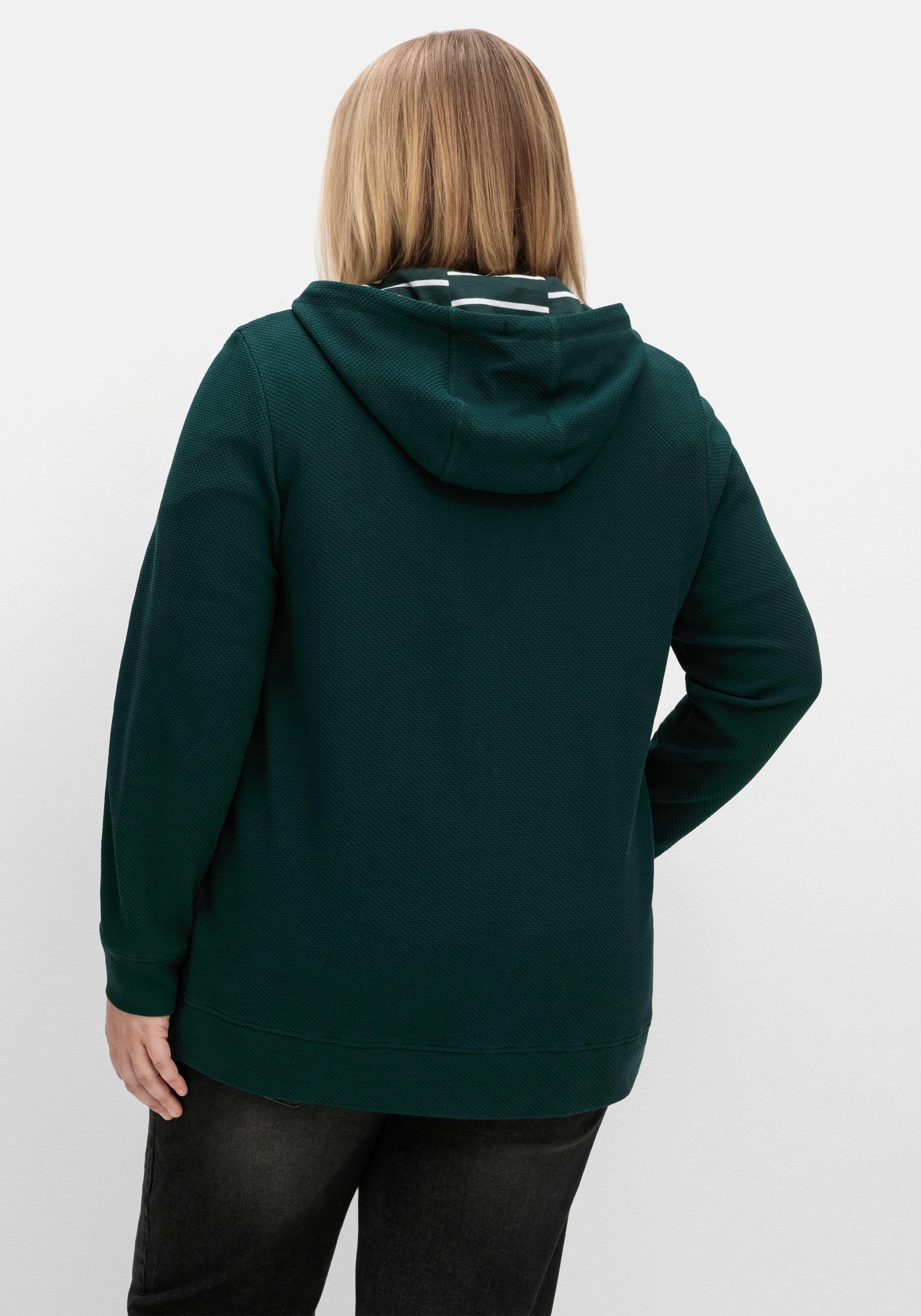Sweatjacke mit Kapuze, aus  Waffelpiqué