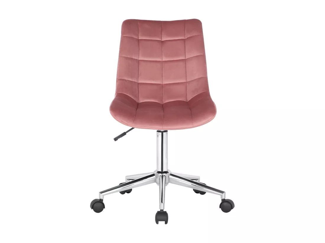 Chaise de bureau - Velours & Métal chromé - Rose - Medford