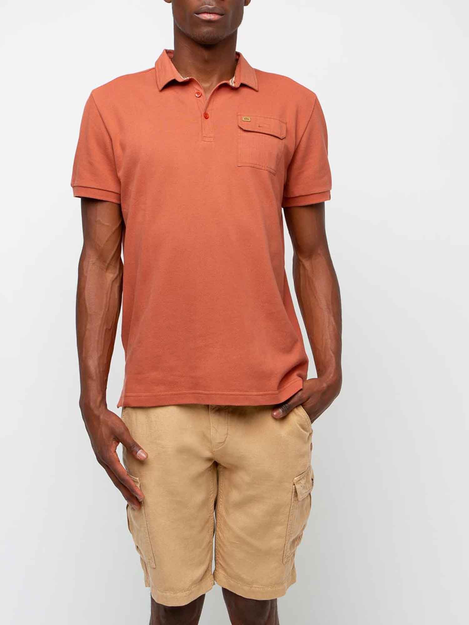 Polo Homme Esprit Jacquard Coton Orange