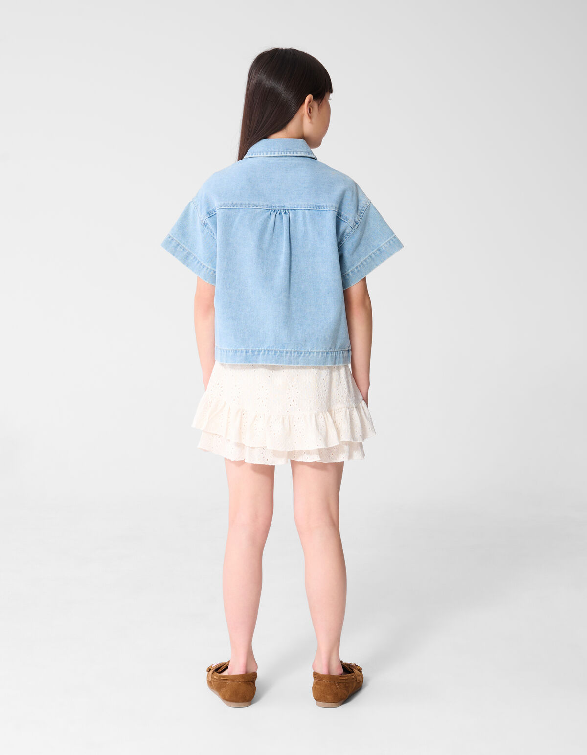 Embroidery Ruffle Skort Wit
