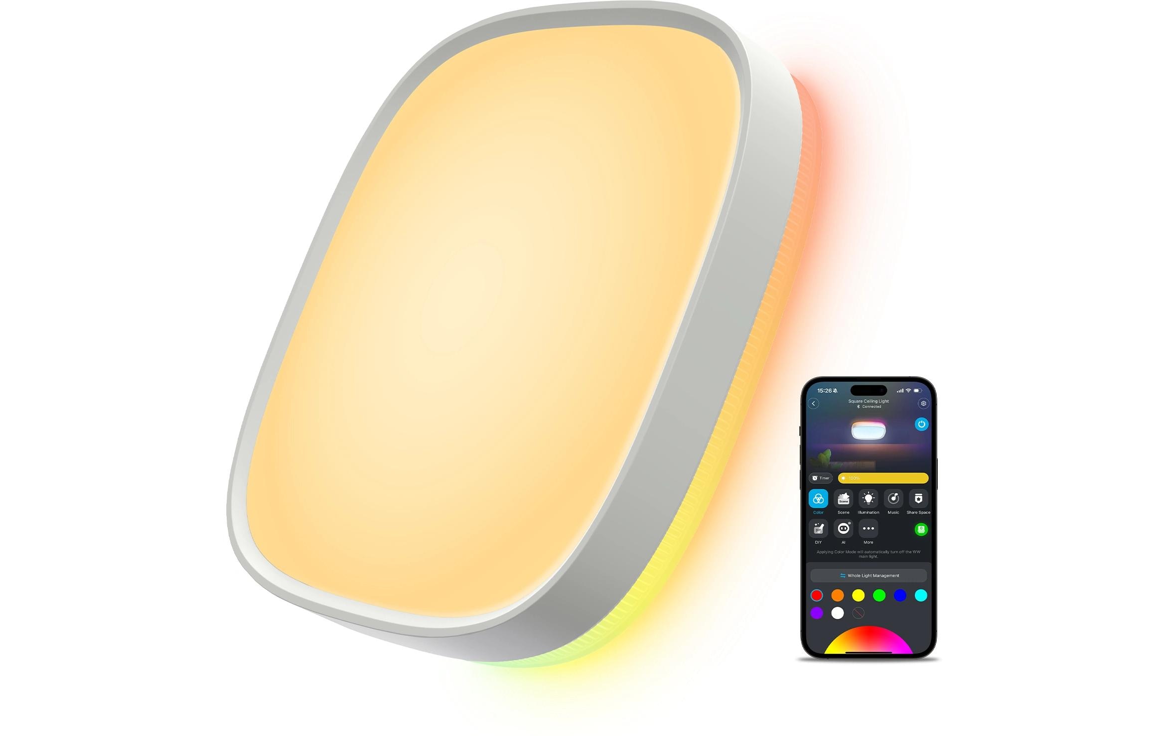Deckenleuchte 30 cm, 24 W, 2400 lm, RGBWW + RGBICInnovative RGBWW und RGBIC Lichtpaneele