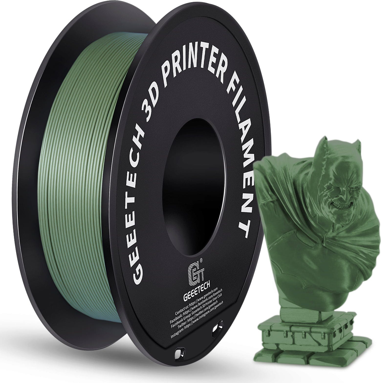 GEEETECH  PLA Matte Green, 1,75 mm / 1000 g    Mattes PLA-Filament mit stärkerer Zähigkeit