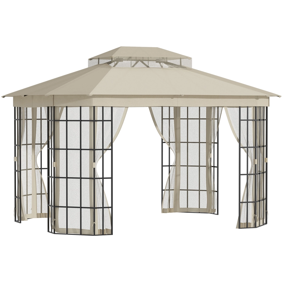 Outsunny Pavillon mit Doppeldach beige