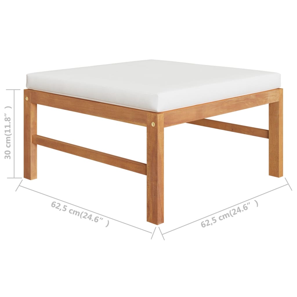 Salon de jardin meuble d'extérieur ensemble de mobilier 4 pièces avec coussins crème bois de teck solide
