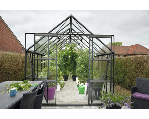 Kas Halls Magnum 148, helder glas 3 mm, 257 x 446 cm, zwart