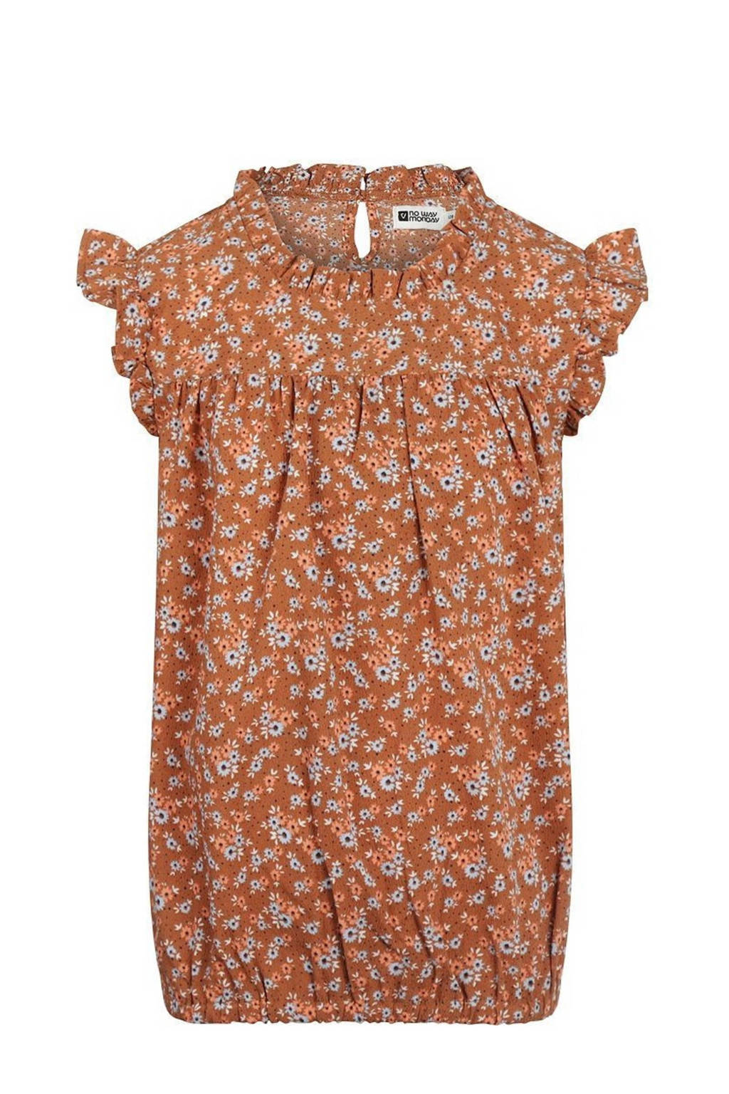 No Way Monday gebloemde blouse roestrood