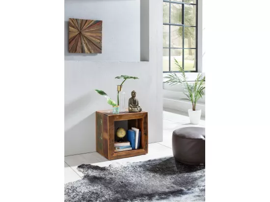 Étagère Debout Bois Massif 45x45x35cm Étagère Cube Table d'appoint Carré