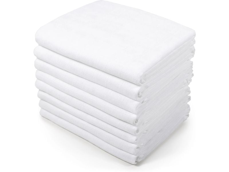 MAKIAN Mulltuch 10-er Pack 80 x 80 cm, Weiss Mullwindeln