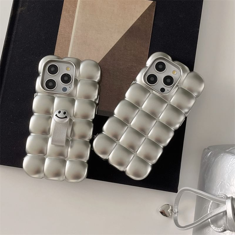 Elliure - Gestructureerde telefoonhoes / Smiley vingerhouder / Set - iPhone 15 Pro Max / 15 Pro / 15 Plus / 15 / 14 Pro Max / 14 Pro / 14 Plus / 14 / 13 Pro Max / 13 Pro / 13 / 13 mini / 12 Pro Max / 12 Pro / 12 / 12 mini / 11 Pro Max / 11 Pro / 11