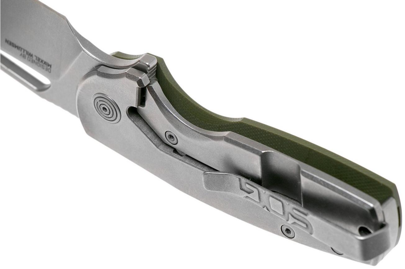 SOG Stout FLK Stonewash, Olive Drab, zakmes
