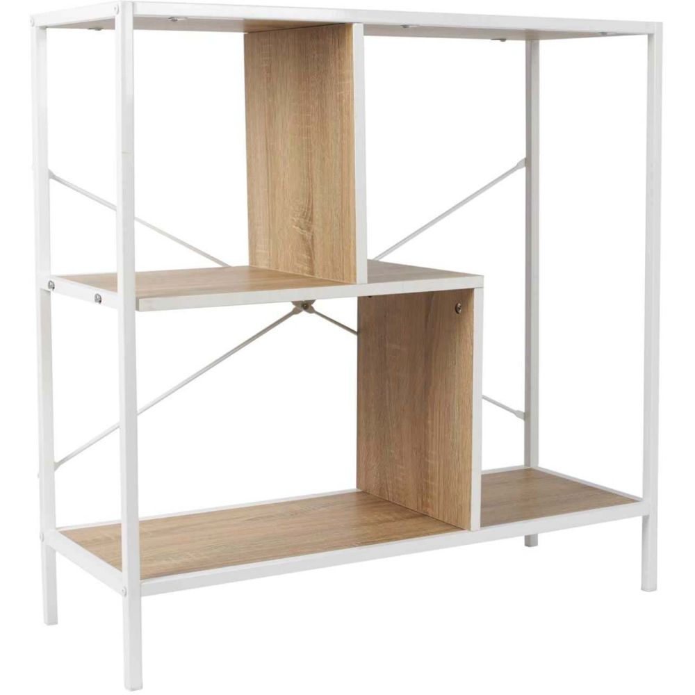 Etagère en bois et métal blanc edison 80 x 30 x 79,5 cm
