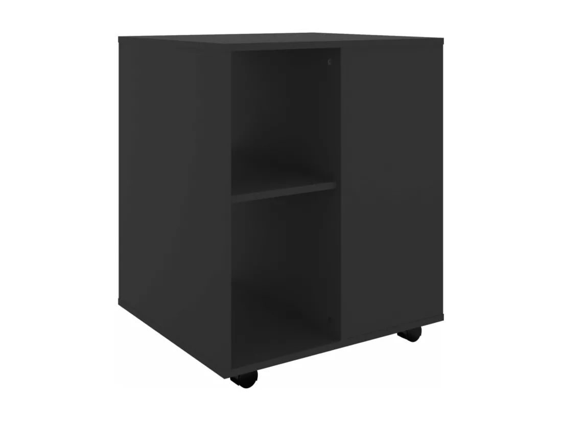 Armoire à roulettes Noir 60x53x72 cm Bois d’ingénierie