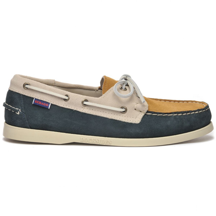 DOCKSIDES PORTLAND JIB NAVY PAPYRUS-Chaussures bateau pour homme en suede Navy- Papyrus