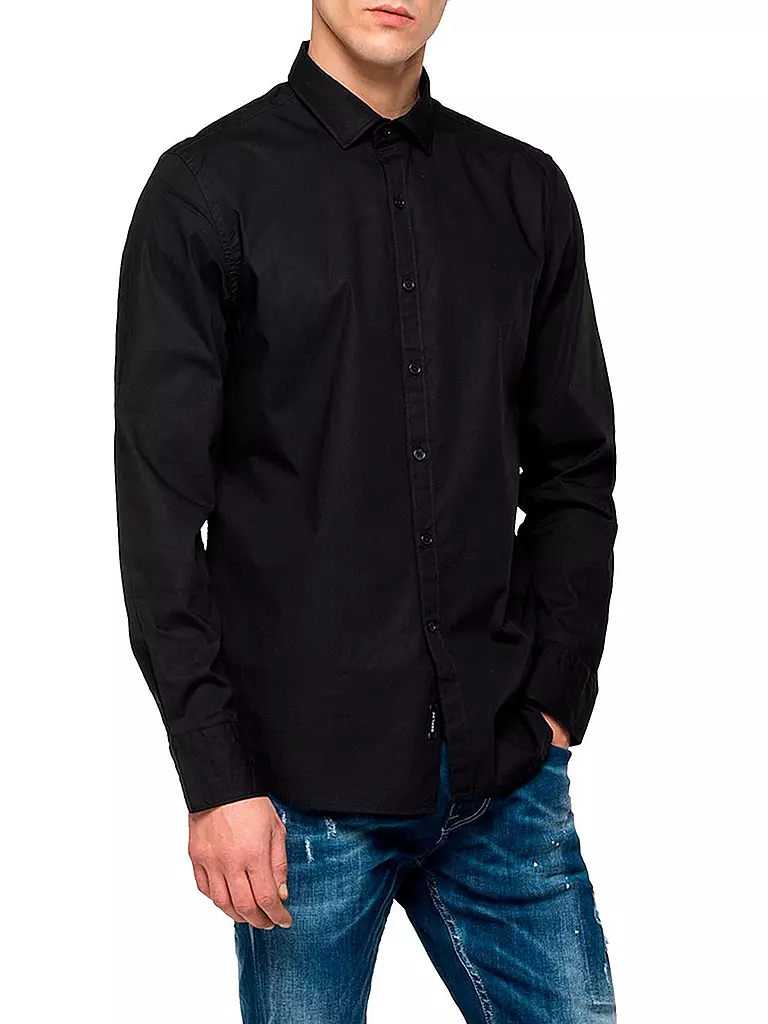 REPLAY Hemd Slim Fit schwarz
