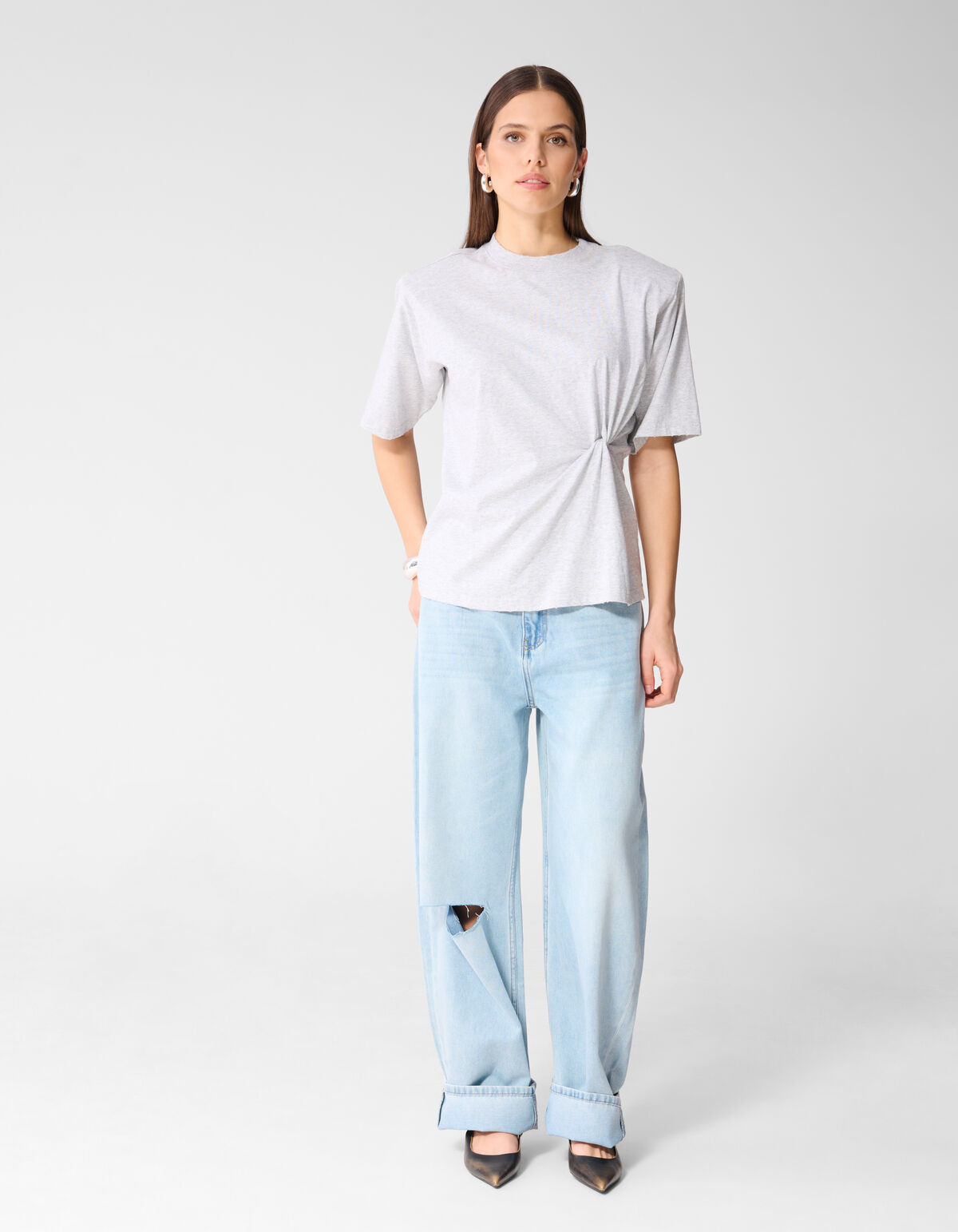 Oversized Knot T-shirt Lichtgrijs By Monica