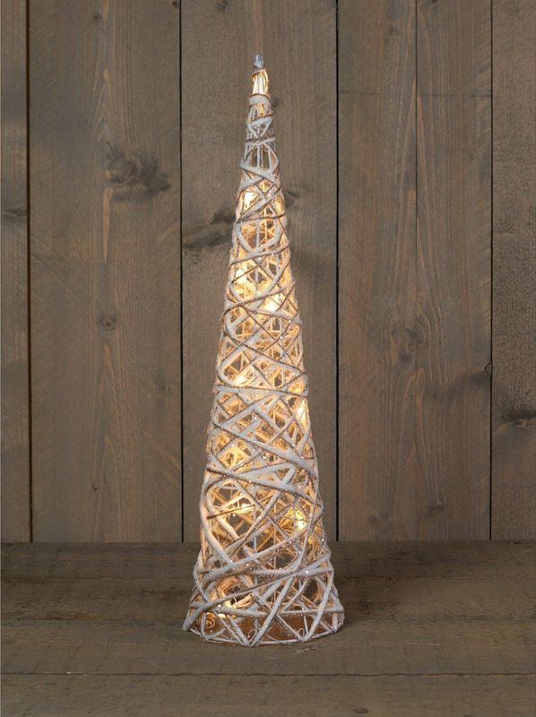 Anna's Collection LED kegels - 2x st - H40 en H60 cm - warm wit - glitter kerstboom lampen