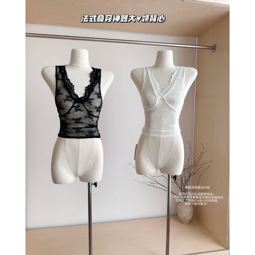 Dute - V-hals kanten crop top / lange mouwen knoopjes-effen mini A-lijn gebreide jurk