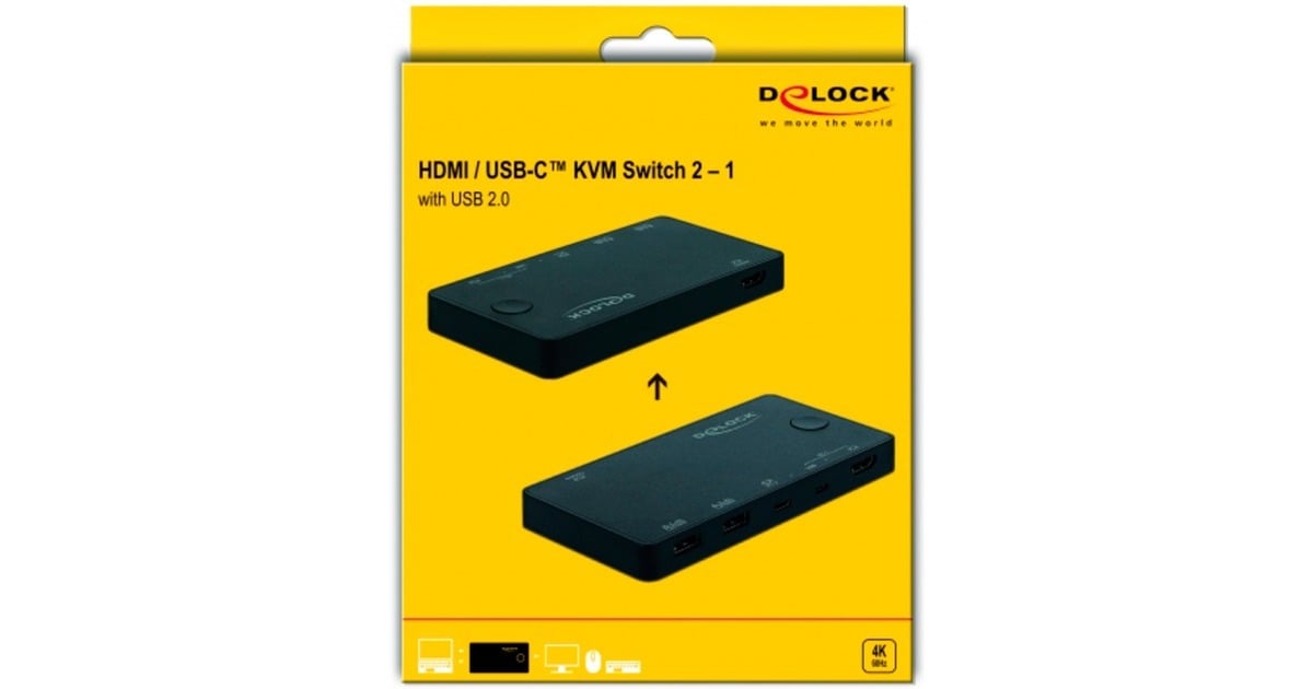 DeLOCKHDMI / USB-C KVM Switch 4K 60 Hz met USB 2.0 kvm-switch