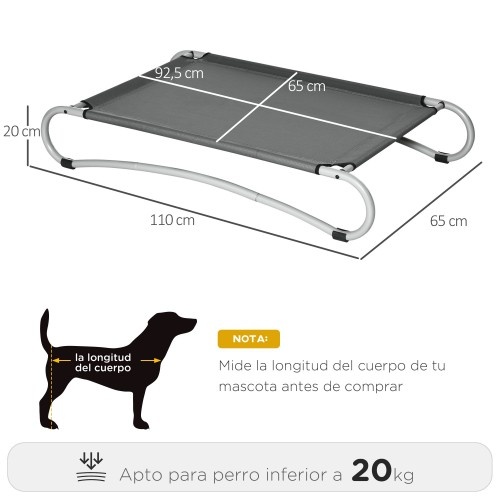 Cama elevada Pawhut para cães de pequeno porte, cinza, para uso interno e externo.
