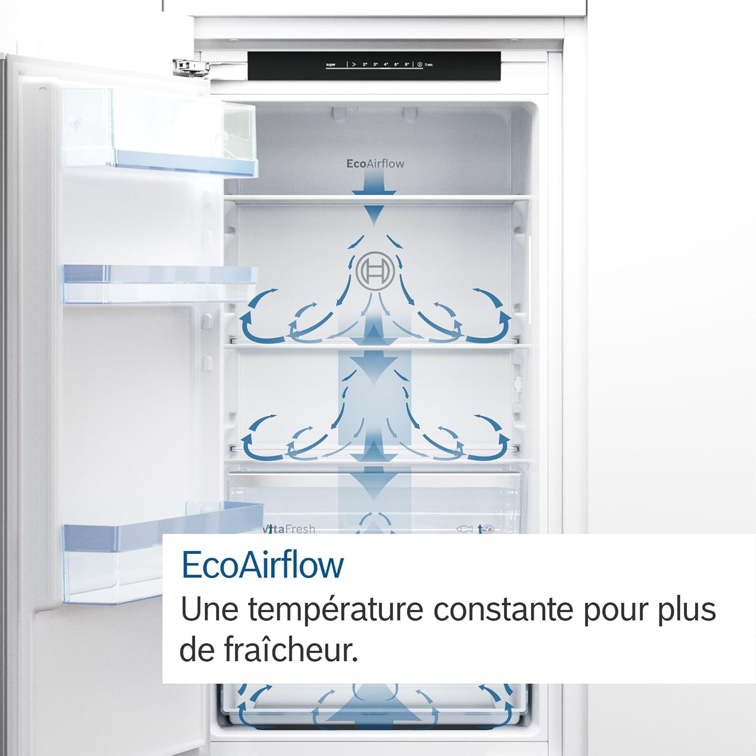 Bosch KIR41VFE0, Série 4, Petit réfrigérateur, Encastrable, 122,5 x 56 cm, 204 L [Energy Class E] [Classe énergétique E]