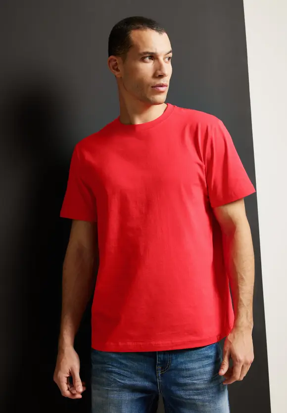 Basic T-Shirt in Unifarbe - alert orange
