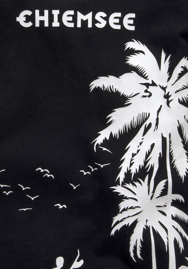 Chiemsee T-Shirt »mit Palmendruck«, kurzärmelig,  bedruckt,  mit Kapuze,  aus Baumwolle,  aus Jersey-Stoff