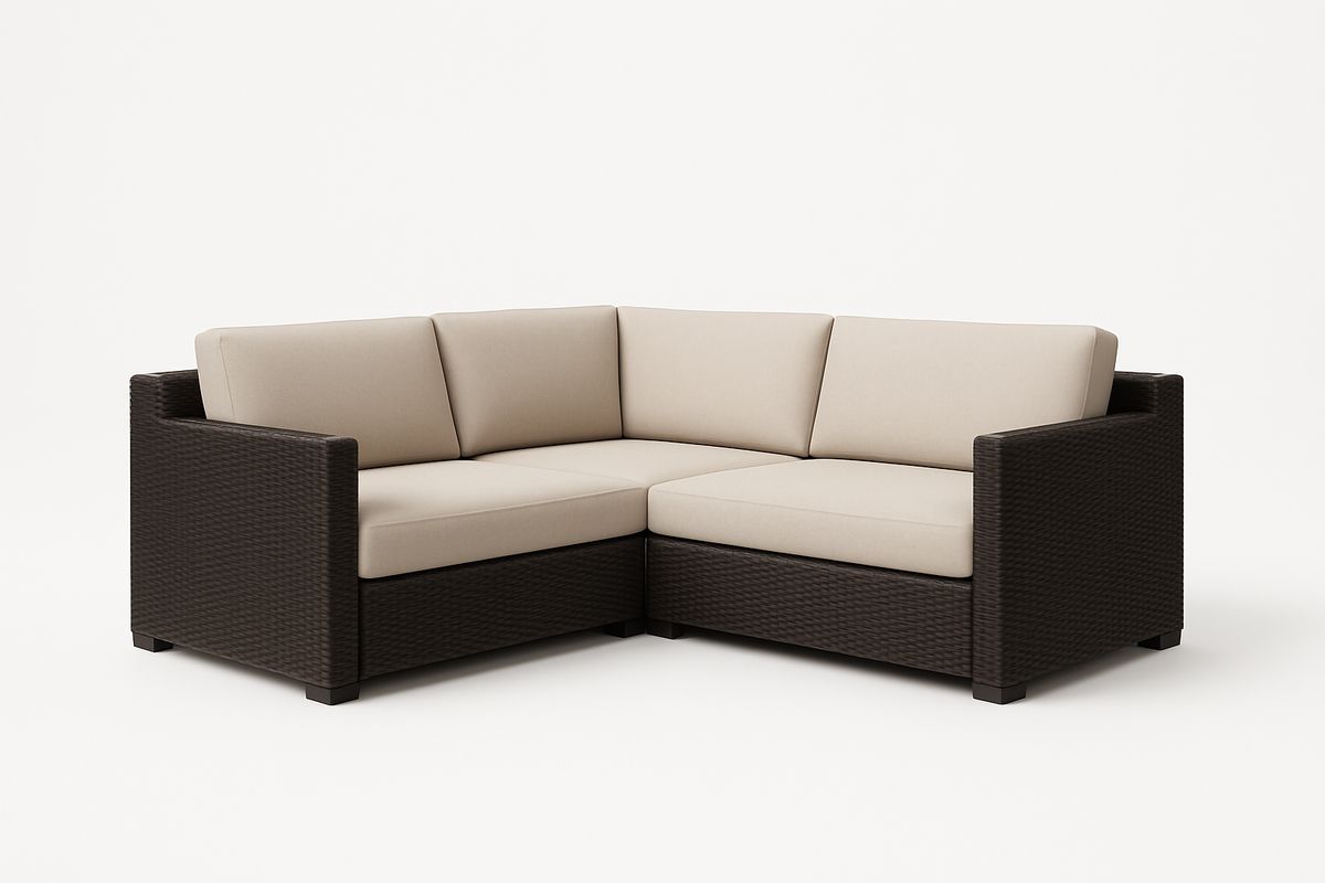 Gartensofa Polyrattan Ecksofa Stahlrahmen Hellbraun Dunkelbraun 210x210x75 cm