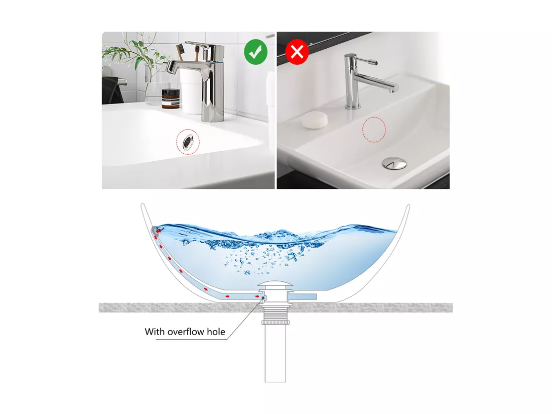 Auralum max Bonde de Lavabo avec Trop Plein,Bonde de Lavabo Pop Up Valve,Bonde de Lavabo avec Panier à Crépine pour Salle de Bain,Chromé
