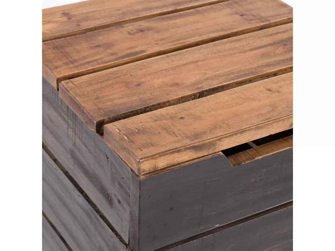 PANIER À LINGE STOCKAGE 50 Bois massif, couvercle pliable 04 schwarz-natur