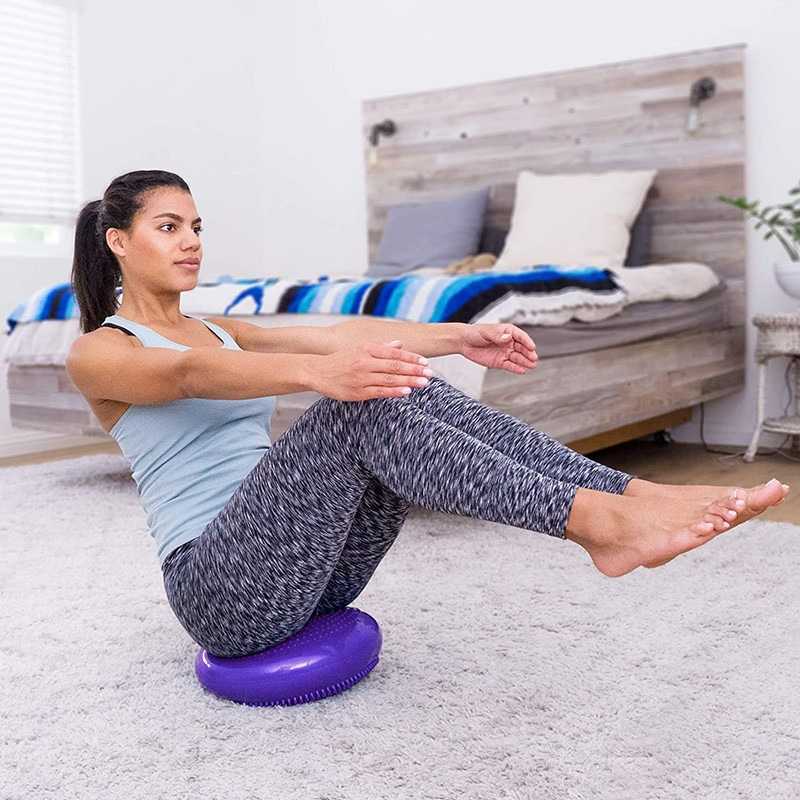 (Ø34cm) Sport Balance Kissen Ballsitzkissen Noppenkissen für Balancetraining inkl. Pumpe - Rot