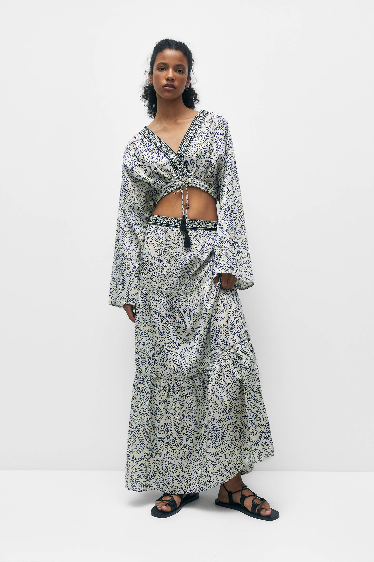 SAIA LONGA ESTAMPADA - AZUL