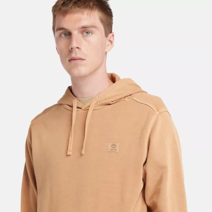 Sweat à capuche teint en plongée pour homme en jaune foncé