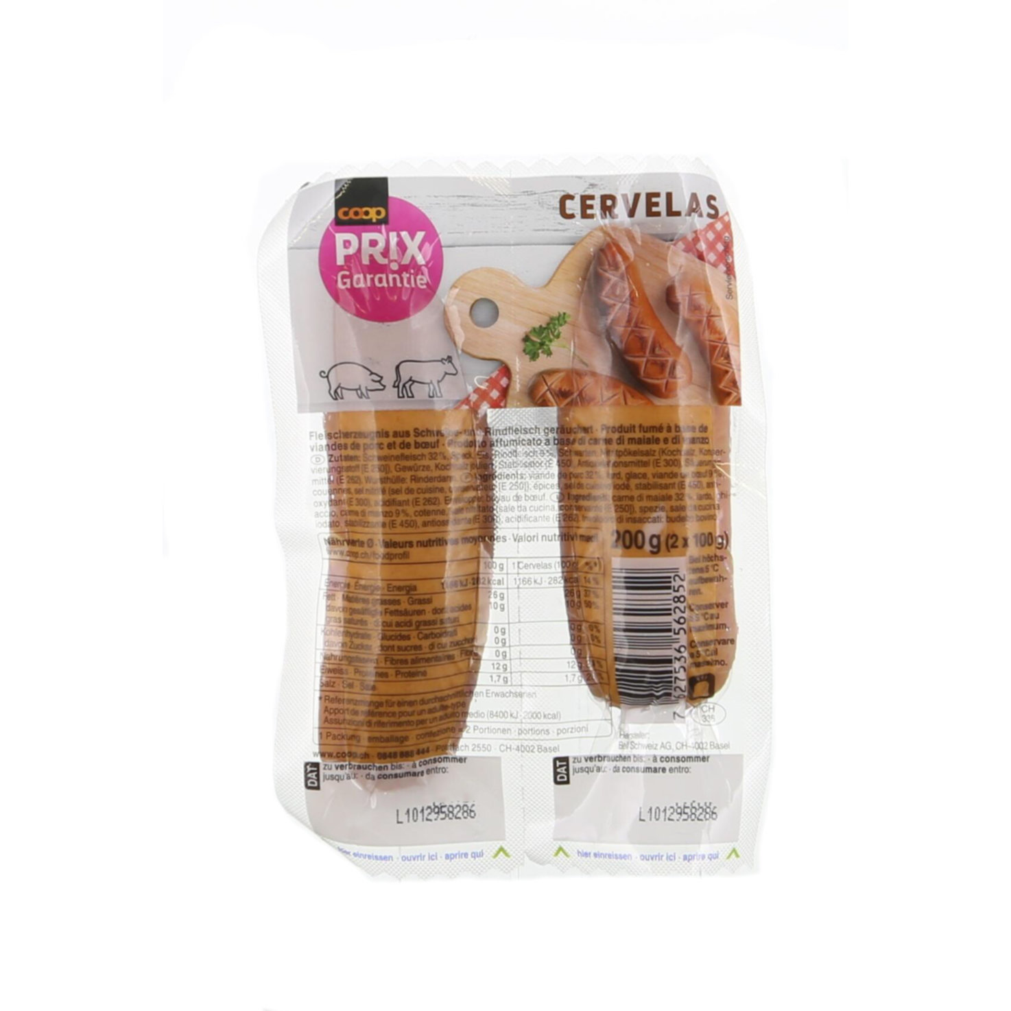 Prix Garantie Cervelas 2x100g